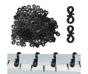 ANGIX 25 x S Shaped Gutter Hooks, Weatherproof & Reusable Mini Plastic Gutter Hanging Hooks/Clips Hangers for Outdoor Rope Christmas Xmas Icicle Fairy String Lights Decorations - Black