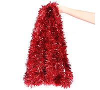 ANGIX 2m Christmas Tinsel Garland Metallic Red Shiny Tinsel Garland for Christmas Tree Decoration, Xmas New Year Party Indoor & Outdoor Home Decoration