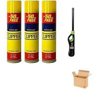 ANGIX 3 x Clipper Butane Gas Fuel Lighter Refill - Ideal for BBQ, Camping, Kitchen & Cooking - Yellow Bottle