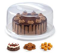 ANGIX 30cm Plastic Cake Carrier Box with Lockable Lid & Carry Handle, Cake Storage Container for Cakes, Pies & Pastries, Transparent Cake boxes for Transporting, Storing & Displaying Cakes (Round)