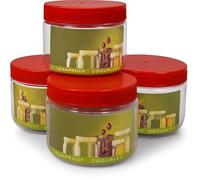 ANGIX 4 x 200ml Plastic Storage Jars & Canisters with Screw Top Lids, Airtight Food Storage Containers for Kitchen, Food, Spices, Herbs & Sweets, Clear Canister Pots