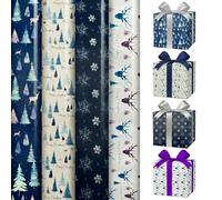ANGIX 4 x 4m Christmas Wrapping Paper Rolls - Cute Christmas Character Gift Wrapping Paper Sheet for Xmas Present Decorations (16 Meter total)