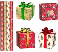 ANGIX 4 x 8meter Christmas Wrapping Paper Extra Large Traditional Santa Gift Wrapping Paper Roll for Xmas Festival Presents