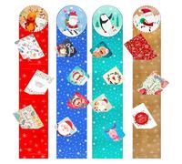 ANGIX 4 x Cute Christmas Card Holders for Wall - Dark & Sky Blue Santa & Penguin Designs - Hanging Wall Festive Card Display - Greeting Card Organiser Decoration for Home & Office Xmas Decorations