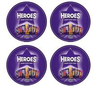 ANGIX 4 x Heroes Chocolate Tubs 550g Assorted Chocolate Sharing Tubs Multipack - Variety Chocolates Gift Box for Christmas, Birthdays, Parties & Celebrations (2200g Total)