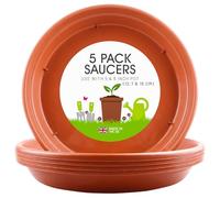 ANGIX 5 x Terracotta Plant Saucers for 12.7/15cm Pot, Heavy Duty Plastic Flower Pot Drip Trays for Indoor/Outdoor Plants, Garden Plant Pot Saucers/Water Trays, Surface Protection for Household Plants