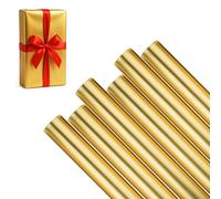 ANGIX 6 x 1.5m Metallic Gold Wrapping Paper Rolls - Foil Effect Plain Gift Wrap 9m Total Luxury Gift Wrapping Paper for Birthday, Wedding, Christmas, Anniversary & Special Occasions