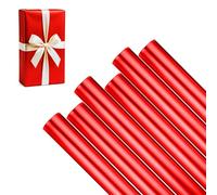 ANGIX 6 x 1.5m Metallic Red Wrapping Paper Rolls - Foil Effect Plain Gift Wrap 9m Total Luxury Gift Wrapping Paper for Birthday, Wedding, Christmas, Anniversary & Special Occasions