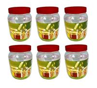 ANGIX 6 x 1000ml Plastic Storage Jars & Canisters with Screw Top Lids, Airtight Food Storage Containers for Kitchen, Food, Spices, Herbs & Sweets, Clear Canister Pots