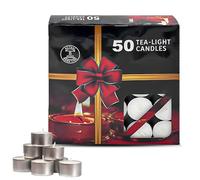ANGIX 8 Hour Tea Light Candles, 50 Pack, Long Burning Shrink Wrapped Candles, Smokeless & Dripless, Long Lasting Unscented Tea Lights for Home Decor, Weddings & Parties, Candle Sets - White