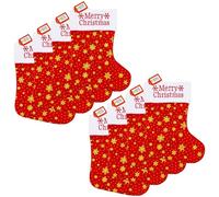 ANGIX 8 x Christmas Stocking with “Merry Christmas” Embroidery - Red & White Plush Stocking with Gold Snowflakes Gift Bag for Kids & Adults - Decorative Hanging Sock for Xmas Fireplace Mantel