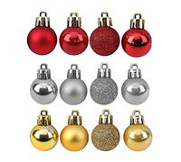 ANGIX 96 x 25mm Traditional Christmas Baubles - Red, Gold & Silver Shatterproof Plastic Christmas Tree Ornaments