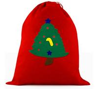 ANGIX Christmas Tree Santa Sack Bag Red Felt Gift Present Bag with Santa Applique - Drawstring Stocking Gift Holder Christmas Bags for Kids, Families & Xmas Decorations - Gift Bags for Presents