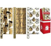 ANGIX Christmas Wrapping Paper Rolls - Assorted Designs (3 x 1.5m Gold Luxury Wrapping Paper)