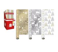 ANGIX Christmas Wrapping Paper Rolls - Assorted Designs (3 x 4m Mixed Metallics Wrapping Paper)