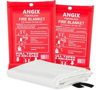 ANGIX Emergency Fire Blanket - 2 Pack - Fire Suppression Blanket for Kitchen, 40” x 40” Fire Safety Blanket for Home, Fiberglass Fire Blankets