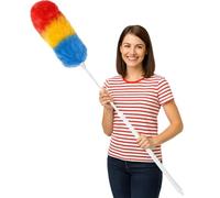 ANGIX Feather Duster with Telescopic Handle 1.2m Extendable Microfibre Duster for Cleaning - Lightweight, Soft & Washable Dust Remover for Home, Ceiling, Blinds, Furniture & Hard-to-Reach Areas