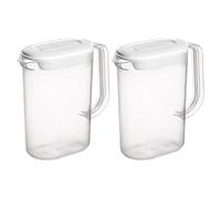ANGIX Fridge Door Jugs with Handle Plastic Pitcher Container with Lid & Pouring Spout, Versatile Transparent Spill Proof - Space Saving Jug - 1.5 L Capacity (2)