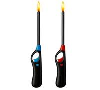 ANGIX Pack of 2 Large BBQ Lighters Refillable Safety Gas with Assorted Colours Suitable for Kitchen, Barbecue, Candles, Camping, Cooking, BBQs & Fireworks