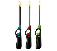 ANGIX Pack of 3, Multipack Large BBQ Lighters Refillable Safety Gas with Assorted Colours Perfect for Kitchen, Barbecue, Candles, Camping, Cooking, BBQs & Fireworks