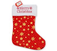ANGIX Stocking with Merry Christmas Embroidery Red White Plush Decorative Hanging Stocking for Fireplace Mantel Holder