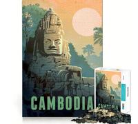 Angkor Wat Cambodia Jigsaw Puzzles for Adults 1000 Mind Boost Game Uniform Size Precise Pieces Travel-friendly Brain Game Gift (50x75cm)