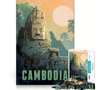 Angkor Wat Cambodia Jigsaw Puzzles1000 Pieces Recall Skill Fun Professional Grade Cutting Thoughtful Gift for Mind Activity (38x52cm)