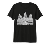 Angkor Wat Line Art Temple Landmark Drawing Premium T-Shirt