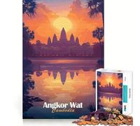 Angkor Wat Sunset 1000-piece Jigsaw Puzzles Brain Focus Game Expert Cutting Craftsmanship Fascinating Hobby for Idle Moments (50x75cm)
