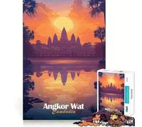 Angkor Wat Sunset 1000 Piece Jigsaw Puzzles Mind Challenge Toy High Precision Die Cut Amusing Challenge for Waiting Time (38x26cm)
