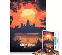 Angkor Wat Sunset Jigsaw Puzzles 1000 Cognitive Skill Toy Smooth Burr Free Surface Relaxing Indoor Group Activity (50x75cm)