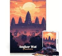 Angkor Wat Sunset Teenagers Puzzles 1000 Piece Jigsaws Memory Boost Unwind Easily (50x75cm)