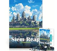 Angkor Wat Temple, Siem Reap Jigsaw Puzzle 1000 Pieces Mental Focus Game Precision Cut Smooth Edges Absorbing Activity for Quiet Nights (50x75cm)