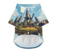 Angkor Wat Temple Summer Hawaiian Dog Shirt Breathable Pet T-Shirts for Small Medium Large Dogs Cats