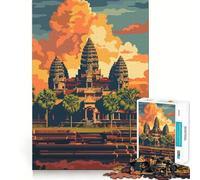 Angkor Wat Temple Sunset 1000 Piece Jigsaws Creative Skill Toy Tight Lock No Loose Pieces Bonding Activity for Loved Ones (50x75cm)
