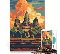 Angkor Wat Temple Sunset Jigsaw 1000 Pieces for Teenagers Mental Boost Game Firm Fit Secure Assembly Family Fun Night Activity (38x52cm)