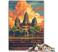 Angkor Wat Temple Sunset Puzzles 1000 Pieces for Adults, for And 14 Years And over Brainteaser Family Games Christmas Birthday Gifts 1000pcs(26x38cm)
