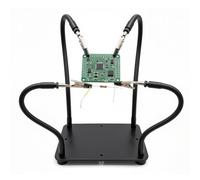 Angksorm Helping Hands Soldering Station, 3 mm Metal Base Third Hand Tool with 4 Flexible Gooseneck Arms, Silicone Covered Alligator Clips, Circuit Board Holder for Repair Crafts, 6x8 IN BASE
