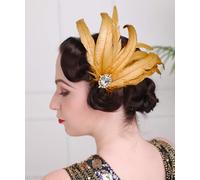 Anglacesmade 1920s Flapper Feather Hair Clip Crystal Roaring 20s Headpiece Masquerade Gatsby Hair Jewelry for Women and Girls