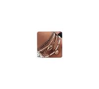 Anglacesmade Bohemia Shell Charm Pendant Anklet Set 5Pcs Black Leather Chain Braided String Pearl Beaded Ankle Bracelet Boho Beach Accessory for Women