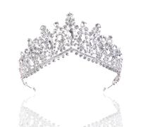Anglacesmade Bridal Crystal Tiara Princess Crown Rhinestone Cake Topper Wedding Headpiece Prom Party Bridesmaid Hair Accessories for Women and Girls