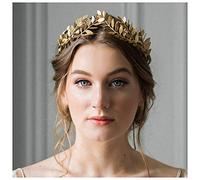 Anglacesmade Bridal Headband Leaf Vine Headband Gold Leaf Crown Leaf Tiara Wedding Headpiece Bridesmaid Prom Festival Hair Accessories for Women and Girls(Gold)