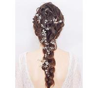 Anglacesmade Bridal Pearl and Crystal Hair Pins Leaf Branch Wedding Headpiece Bridesmaid Prom Party Festival Hair Jewelry for Women and Girls