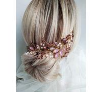 Anglacesmade Bridal Pink Purple Crystal Hair Vine Amethyst Marquise Opal Crystal Headband Boho Wedding Hair Accessories for Women and Girls