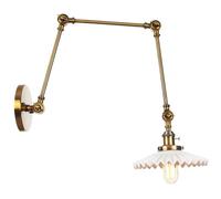 Angle Adjustable d Swing Arm Wall Lamp with Switch and White Ceramics Shade for Bedroom