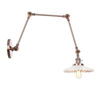 Angle Adjustable d Swing Arm Wall Lamp with Switch and White Ceramics Shade for Bedroom