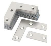 Angle Brackets for Wood Corner Bracket L Shape Corner Bracket Right Angle Braces Stainless Steel Silver 10pcs 4 Sizes(L80-10PCS)