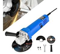 Angle Grinder Tool with Disc & Side Handle, 12000RPM 115mm Electric Angle Grinders with Cutting Wheel Auxiliary Handle Spanner, Safety Guard, for Steel Stone Marble Tile Cutting and Grinding Blue