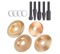 Angle Grinder Wood Carving Disc Set with 5 Polishing Discs, Carbon Steel, Angle Grinder Abrasive Disc for Grinding, Edging, Carving, Root Carving, Polishing