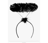 Angle Halo Headband Black Fluffy Feather Halo Head band Devil Angel Headpiece for Halloween Christmas Party Costume Accessories One Size Fits All Hair Hoop for Adult Kids (Pack Of 1)